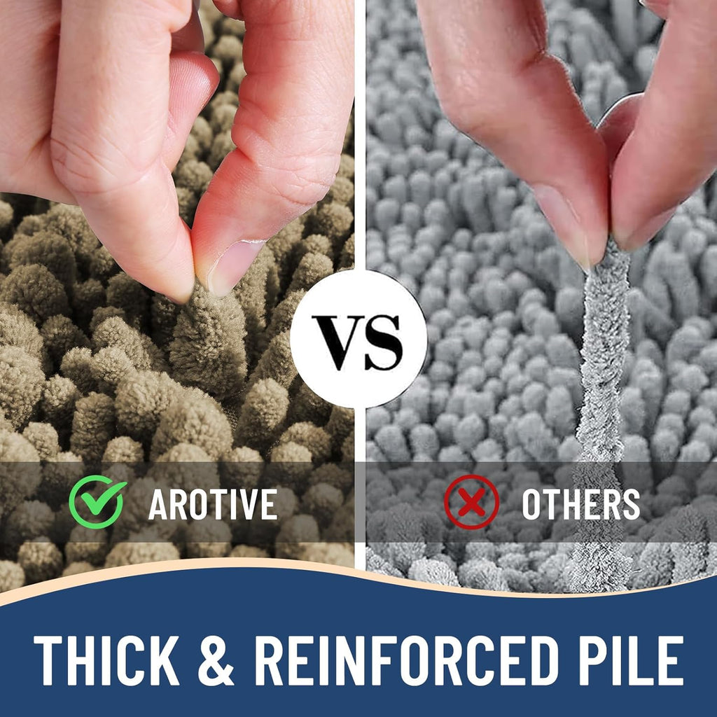 Arotive Luxury Chenille Bathroom Rug Mat, Extra Soft Thick Absorbent Shaggy Bath Rugs, Non-Slip Machine Wash Dry, Plush Bath Mats for Bathroom, Shower and Tub, 60x24, Camel