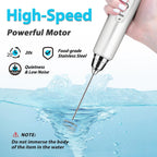 Milk Frother Rechargeable Handheld-Electric Whisk 3 Speed Adjustable, Coffee Frother Wand with 3 Stainless Whisks, Electric Foam Maker, Drink Mixer Blender for Latte Cappuccino Matcha Egg