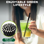 5.75 inch 8mm Wide Short Black Paper Drinking Straws Disposable for Lowball Glasses, Blended Cocktails, Margaritas, Bars, Restaurants - Unwrapped [250 Counts]