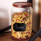 SAIOOL 2-Pack Striped Borosilicate Glass Airtight Canisters - Big mouth Large Capacity, Acacia Wood Lid, Food Storage Jars for Flour, Pasta, Pantry Organization (1 Gallon （2 Striped pack）)