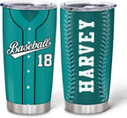 Hyturtle Personalized Baseball Tumbler Baseball Players Design Stainless Steel Double Walled Vacuum Insulated Tumblers 20oz30oz Coffee Travel Mug Cup Christmas Gift For Men Boys Friends Dad Sports Fan