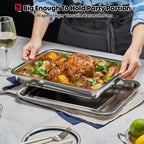 Stainless Steel Food Prep Container with Rack & Lid (Tray), 3.7Quarts, Catering Pans, Restaurant Pans, Buffet Party Pan, Roasting Pan with Rack, Bakeware Roaster, Casserole (1304 / No4)