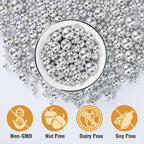 Twisweet Silver Pearl Sprinkles for Cake Decorating, Edible Sugar Pearls for Baking, Mix Size, Cake Topper Cupcake Cookie Ice Cream Dessert Decorations, Valentines Birthday Christmas Supplies (130g/4.58oz)