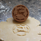 Wood Cookie Stamp, 2.5 Inch (Reindeer and Holly CS-049)
