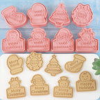 8 Piece Christmas Cookie Cutters, 3d Raised Design Gingerbread Cookie Stamps, Cookie Cutter Set suitable for Frosting Decoration, Mini Pie Molds, Apple Pie Pastry Biscuit Cutter (Christmas-F)