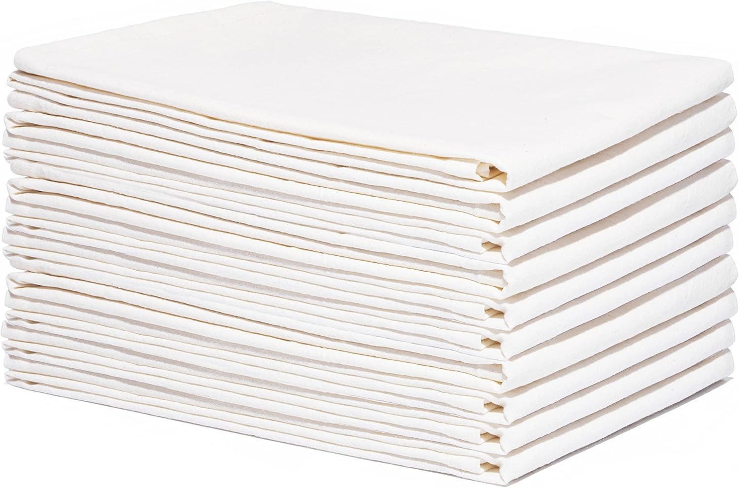 Organic Cotton Flour Sack Kitchen Towels - 10 Pack, Off-White Organic Cotton Tea Towels - Extra Large Flour Sack Cotton Dish Towels- Lint-Free Unbleached Kitchen Towels - 27"x27" (Off-White - 10 Pack)