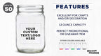 DISCOUNT PROMOS Custom Decorating Mason Jars 12 oz. Set of 50, Personalized Bulk Pack - Glass Jars for Overnight Oats, Candies, Fruits, Pickles, Spices, Beverages - Clear