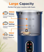 Spacekey Milk Frother, 4-in-1 Milk Frother and Steamer, Auto Shut-off Hot & Cold Foam Maker with Mute Mode, Temperature Control Electric Milk Frother for Coffee, Latte, Cappuccino, Macchiatos