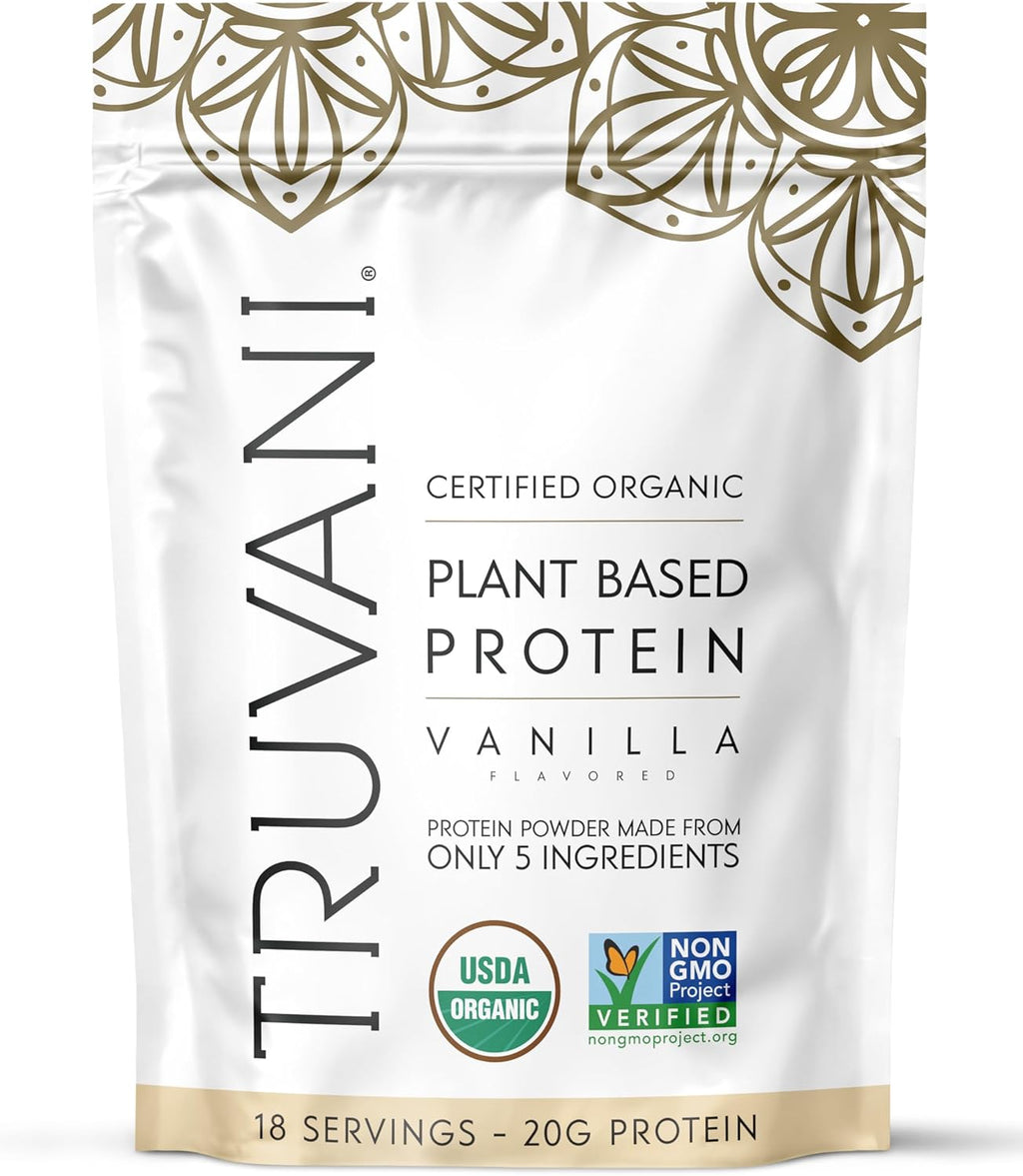 Truvani Vegan Pea Protein Powder | Vanilla | 20g Organic Plant Based Protein | 18 Servings | Keto | Gluten & Dairy Free | Low Carb | No Added Sugar