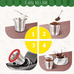 6 Pack Reusable K Cups for Keurig 2.0 & 1.0, 100% Stainless Steel Refillable Coffee Pods – BPA-Free, Ultra-Fine Mesh for Rich Flavor – Includes Scoop & 6 Seals – Eco-Friendly, Gift-Ready