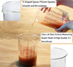 High Borosilicate Glass Measuring Cup-V-Shaped Spout，Glass Measuring Beaker for Kitchen or Restaurant, Easy to Read, 2000 ML (64 Oz, 8Cup)