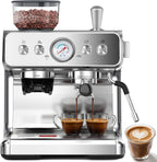 (2025 Upgrade)20 Bar Espresso Machine with Grinder & Milk Frother Steam Wand, Tamping Tools, Expresso Coffee Machines 58mm Commercial Espresso Maker for Home or Café, Perfect for latte, Cappuccino