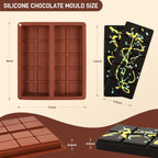 2 Pcs Chocolate Molds Silicone, Deep Chocolate Bar Mold, Non-Stick Food Grade Chocolate Mold for Dubai Chocolate Bar Pistachio, Candy and Chocolate Making - 20 Square Shape