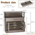 Vongrasig Sideboard Buffet Cabinet with Storage, 32” Modern Kitchen Storage Cabinet with Open Storage, Adjustable Shelf, Wood Farmhouse Coffee Bar Buffet Table for Kitchen, Dining Room, Ash Grey