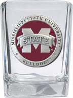 Heritage Pewter Mississippi State University Square Shot Glass | Hand-Sculpted 1.5 Ounce Shot Glass | Intricately Crafted Metal Pewter Alma Mater Inlay