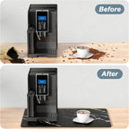 Rnivvi Coffee Mat, 16" x 24" Cute Marble Style Coffee Bar Mats for Espresso Machine Station Accessories and Organizer, Hide Stain Rubber Backed Absorbent Dish Drying Pad for Kitchen Counter, Black