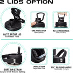 Stainless Steel Flask Water Bottle - 32oz/40oz/64oz Insulated Water Bottle with Straw & Spout Lids, Paracord Handle, Strap Sleeve, Protective Cup Mat, Hydro Thermo Perfect for Sports Office