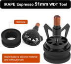 IKAPE Mantis WDT Distribution Tool, V3-51mm Espresso Stirrer Distribution Tool for Barista - 8 Needle Espresso Stirrer with Dosing Funnel & Stand, Adjustable Needle Height, Walnut Handle