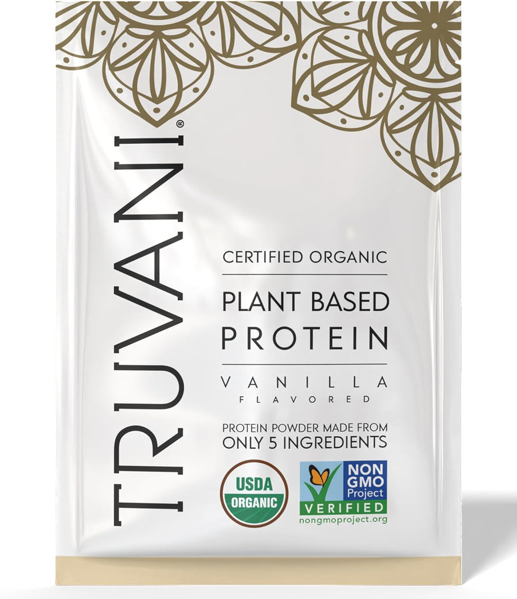 Truvani Vegan Pea Protein Powder | Vanilla | 20g Organic Plant Based Protein | 1 Serving | Keto | Gluten & Dairy Free | Low Carb | No Added Sugar
