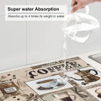 Coffee Dish Drying Mat, Highly Absorbent Microfiber Kitchen Counter Pad Reusable Washable, 16*18"