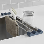 Tomorotec Adjustable Over-The-Sink Kitchen Rack for Dishcloths, Sponges, Bottles and Brushes - Heat-Resistant Stainless Steel with Slim, Expandable Design and Multifunctional Silicone Holder
