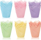 180Pcs Pastel Tulip Cupcake Liners Colorful Muffin Baking Cups Pink Blue Purple Yellow Orange Green Cupcake Wrappers for Spring Easter Holiday Party Supplies