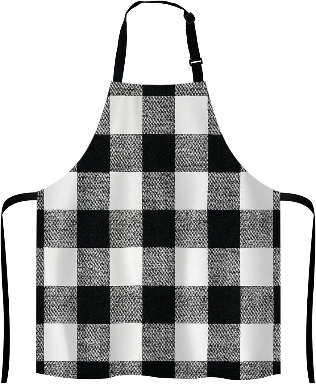 Black and White Buffalo Plaids Bib Apron with Adjustable Neck for Men Women,Suitable for Home Kitchen Cooking Waitress Chef Grill Bistro Baking BBQ Cobbler Apron