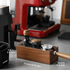 MHW-3BOMBER Espresso Tamping Station, 4 in 1 Walnut Espresso Organizer Box with Magnetic Drawer for Storage 51-58mm Espresso Tamper,Distributor,Portafilter and Espresso Accessories,CH6718