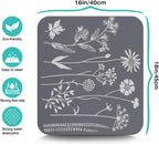 Dish Drying Mat for Kitchen Counter 16x18in Grey Washable Quick Dish Drying Pad Rubber Backed Absorbent Draining Mat