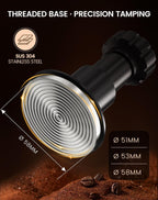 Espresso Tamper Kit, 58.35mm Spring-Loaded Calibrated Coffee Tamper with Click Feedback, Self-Leveling Ripple Base, Espresso Press Tool Compatible with 58mm Espresso Machines Portafilter, Black