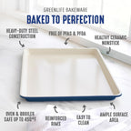 GreenLife Bakeware 18” x 13” Half Cookie Sheet Baking Pan, Non-Toxic PFAS-Free Healthy Ceramic Nonstick, Oven Safe to 450°F, Easy Release, Even Heating, Easy Clean, Navy