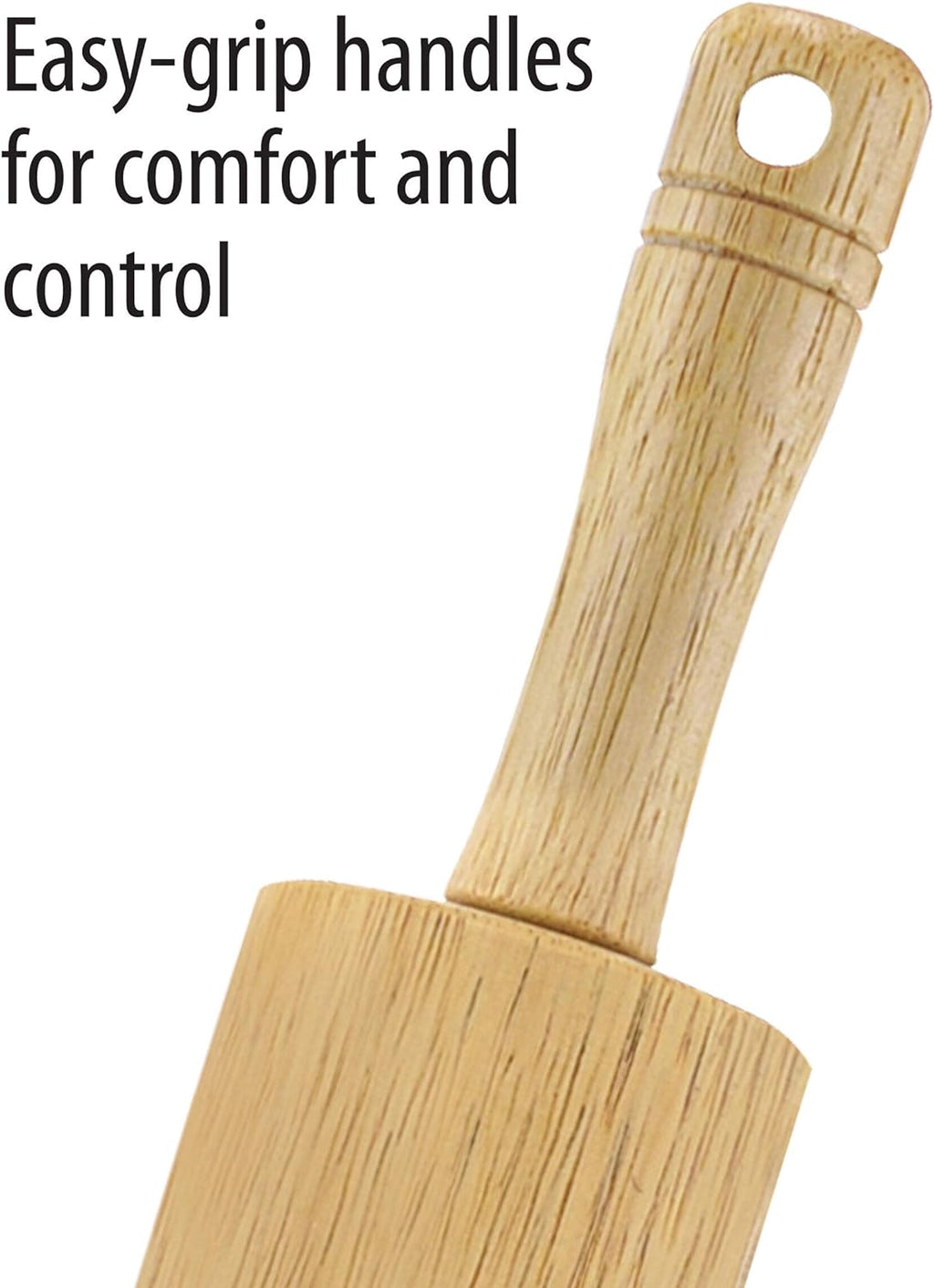 FARBERWARE Classic Wood Rolling Pin, 18-Inch Hardwood Dough Roller for Baking Pizza, Pies, Pastry and Cookies, Ergonomic Handles, Kitchen Essential