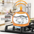 Whistling Tea Kettle Stainless Steel Teapot, Teakettle for Stovetop Induction Stove Top, Fast Boiling Heat Water Tea Pot 2.6 Quart