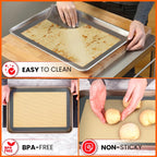 2 Half Sheet Nonstick Silicone Baking Mats and Microwave Toaster Oven Pizza Mat Circle 9" - Thick Heavy Duty Silicone Baking Sheet Non Stick 1/2 for Macaron Cookie - 3 Pack Reusable Cooking Pads