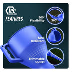 FlexAll Long Flexible Funnel for Automotive Use - Durable Nitrile Rubber - Ideal for Car Oil Change, Transmission Funnel Fluid, Diesel, Fuel, Gas - Made in USA - Blue (12 x 4 Inches)