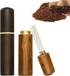2 Pcs Espresso Distribution Tool, Espresso Stirrer Tool with Natural Wood Handle and Base, 5 Needles Espresso Coffee Stirrers Espresso Needle Distributor for Home Kitchen Cafe (Walnut and Rosewood)