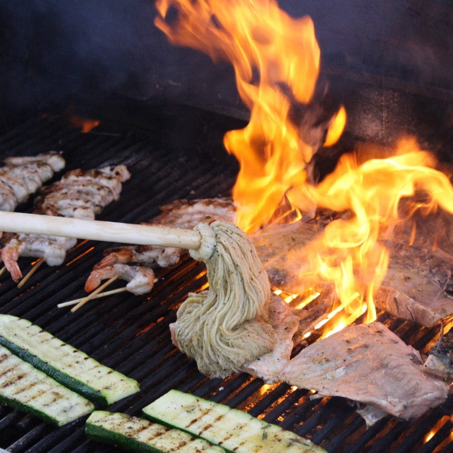 Better Grillin BBQ Bastin Mop Basting Barbecue Brush/Mop Easily Applies Marinades, Sauces, Washes Out, 16in Handle, 6pk