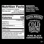 JAVA HOUSE Cold Brew Coffee, Colombian 4:1 Liquid Concentrate, 32 Ounce Bottle