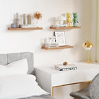 Floating Shelves for Wall, Nature Wood Wall Shelf Set of 3, 16" Wall Mounted Floating Shelf for Kitchen, Living Room, Bedroom, Bathroom Storage, Book Shelf for Wall Home Decor, Frame Display