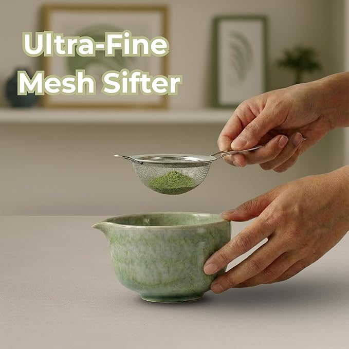 Premium Matcha Whisk Set – Traditional Handcrafted Bamboo Tea Whisk for Japanese Tea Ceremony – 100 Prong Brush for Lump-Free, Creamy Froth – Durable Matcha Starter Kit & Gift