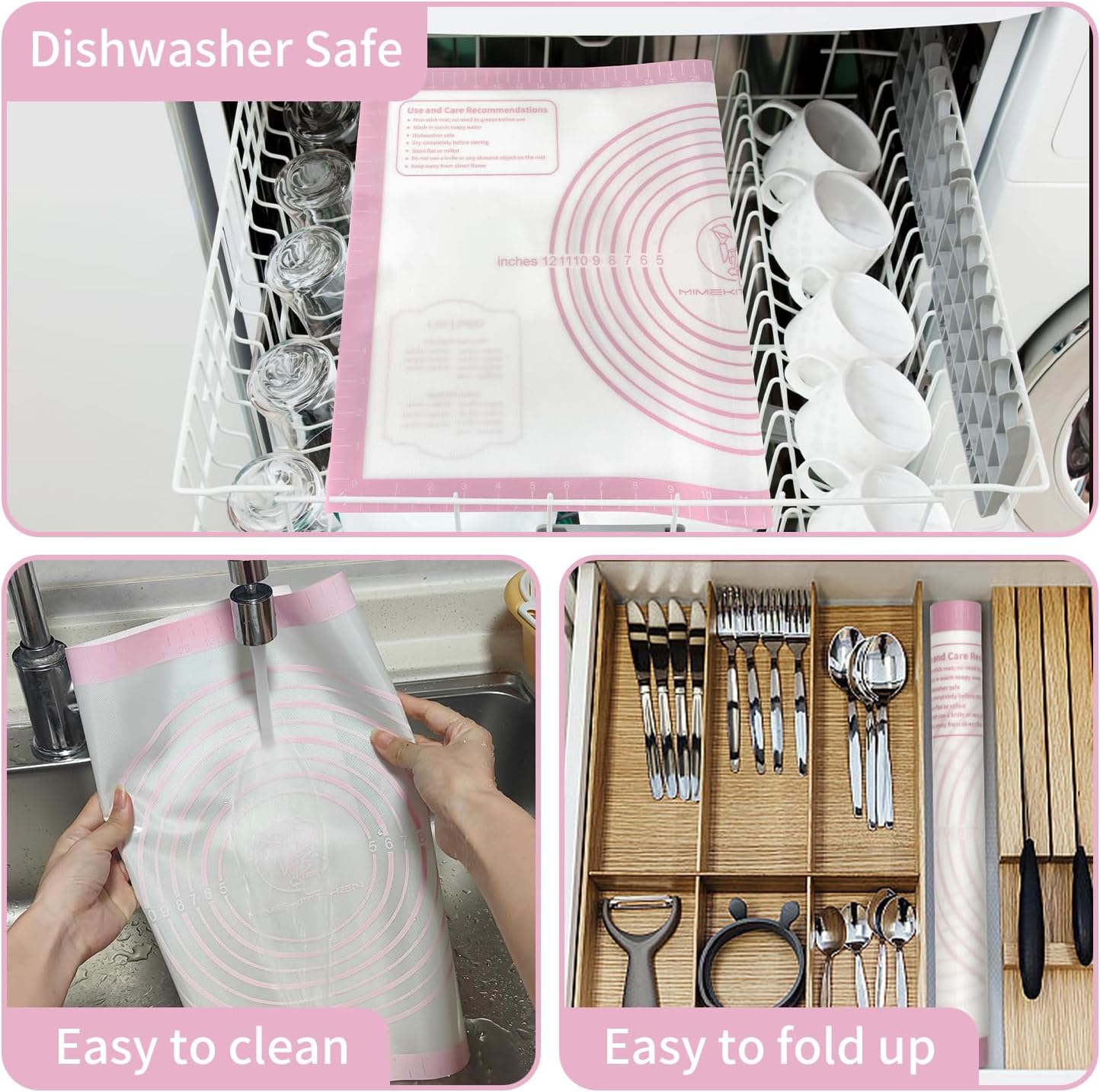 Non-stick Pastry Mat Extra Large with Measurements, Silicone Baking Mat, Kitchen Counter Mat, Dough Rolling Mat, Oven Liner, Fondant Mat, Pie Crust Mat Silicone Bread Mat