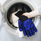 BBQ Gloves, Oven Gloves, Extreme Heat Resistant Barbecue Gloves, Silicone Non-Slip Oven Mitts, Kitchen Gloves for Cooking, Grilling, and Baking (Blue)