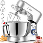 Stand Mixer, Zuccie 4.8QT Kitchen Electric Stand Mixer, 380W Motor Power Food Mixer, 8+P-Speed Dough Mixer with Dough Hook, Wire Whip & Beater, Silver