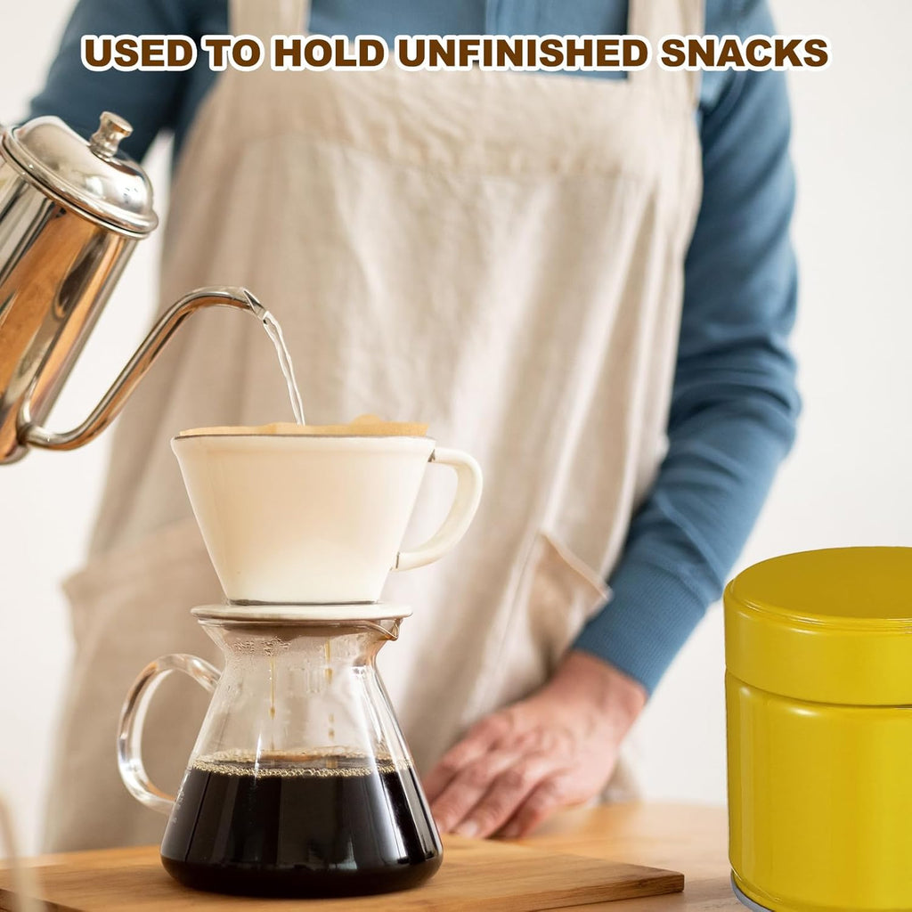 uxcell 2Pcs Round Tea Canisters, 3" x 3" Airtight Metal Tea Containers for Loose Tea, Coffee Beans, Spices - Durable, Compact, and Stylish Storage Tea Tin (Yellow)