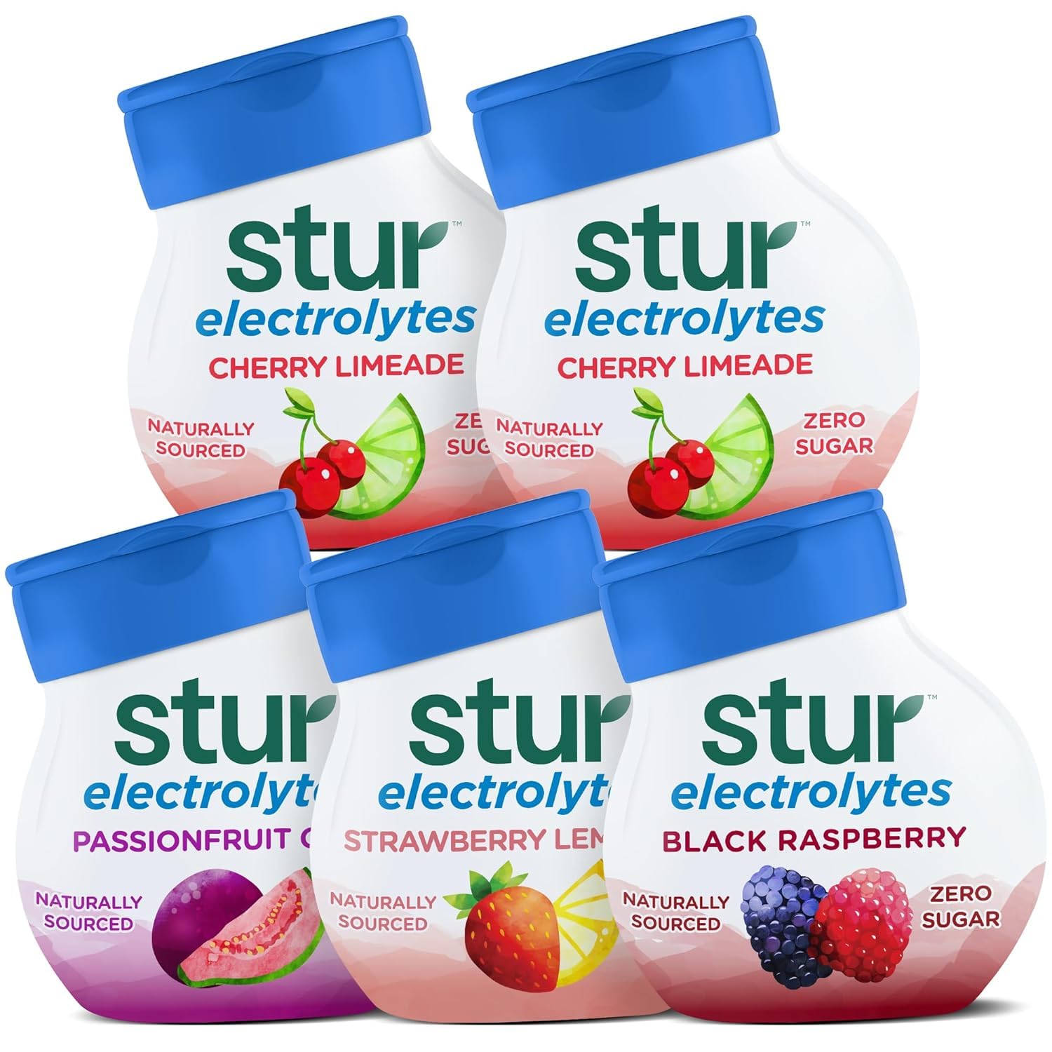 Stur Liquid Water Enhancer | Electrolyte Variety Pack | Naturally Sweetened | High in Vitamin C & Antioxidants | Sugar Free | Zero Calories | Keto | Vegan | 5 Bottles, Makes 90 Drinks