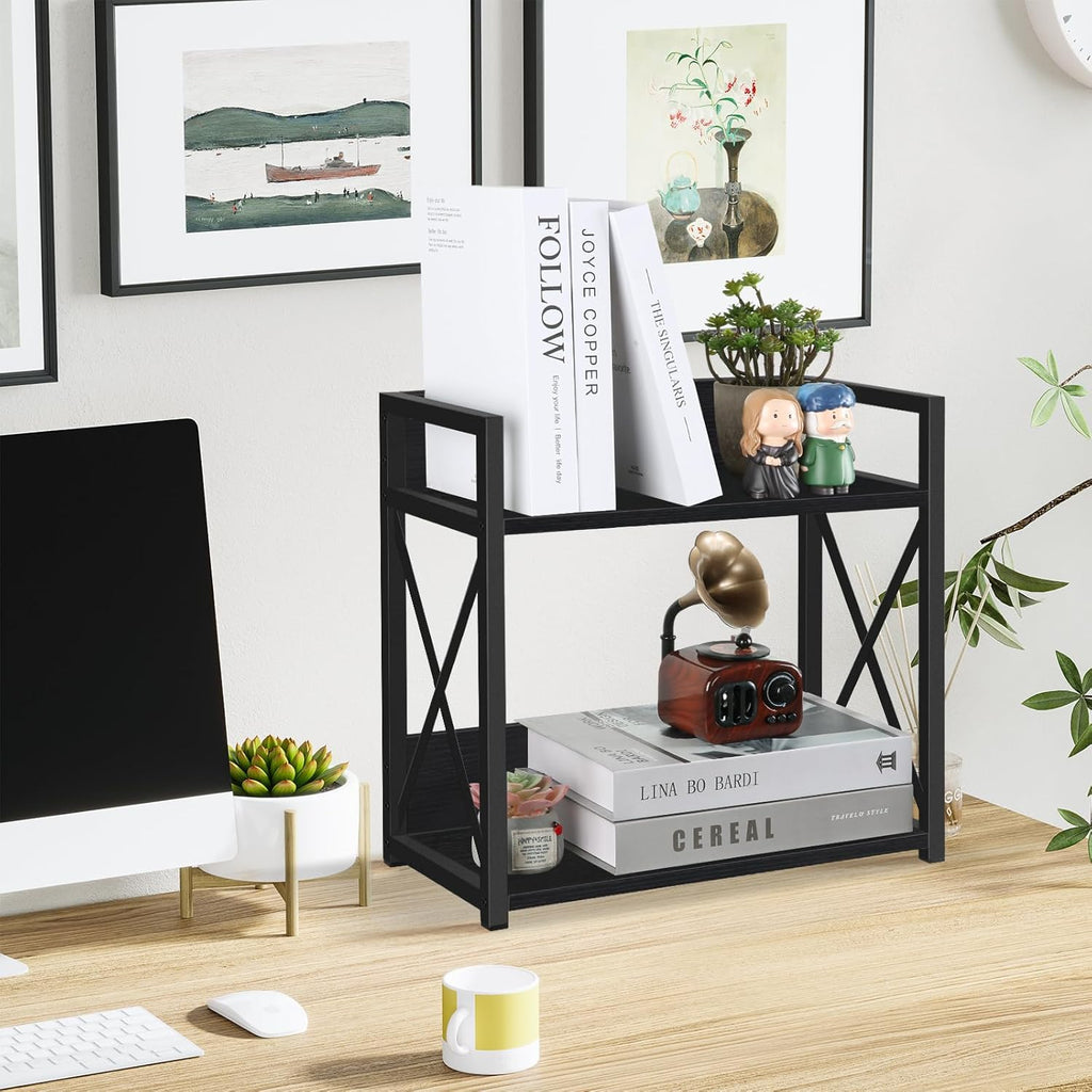 YINMIT Countertop Shelf Organizer,Coffee Bar Accessories,Spice Rack,Coffee Counter Shelf,2 Tier Coffee Organizer Station for Mugs,Cups,Cream,Syrup(Black, Large)