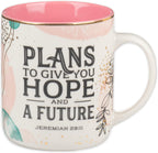 Christian Art Gifts Floral Ceramic Coffee Mug – 14 oz. Lead and Cadmium-free, Non-Toxic Inspirational Scripture Coffee and Tea Mug for Women with Bible Verse: Plans to Give You A Hope –Jeremiah 29:11