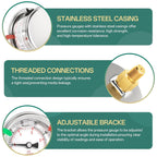 -30inHG-60PSI Stainless Steel Liquid Filled Pressure Gauge, 2.5" Dial Size, 1/8" NPT Back Mount, for Tube, Water Pump, Gas, Liquid, Pressure Test (with Range Mark Pointer)