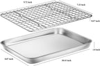 Baking Sheet with Cooling Rack Set [2 Sheets + 2 Racks], Deedro Stainless Steel Cookie Sheet Baking Pan Half Sheets Oven Tray with Rack, 10 x 8 x 1 Inch, Heavy Duty, Non-toxic, Dishwasher Safe