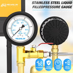 MEANLIN MEASURE 0~10Psi Stainless Steel Liquid Filled Pressure Gauge 1/4" NPT 2.5" FACE DIAL with Rubber Protective Sleeve, Lower Mount